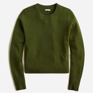 J. Crew Cropped 100% Cashmere Crewneck Sweater, Laurel Green, Medium, Worn Once